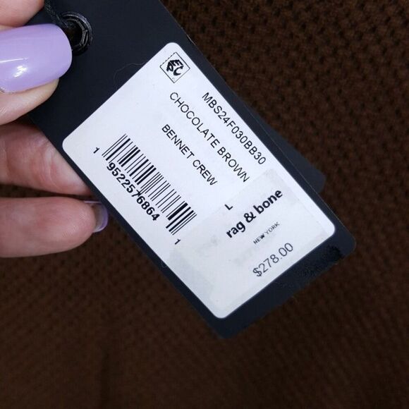 RAG & BONE Sweater Mens Large Brown Pullover Wool Blend Knit BENNET CREW $278 - Picture 5 of 9